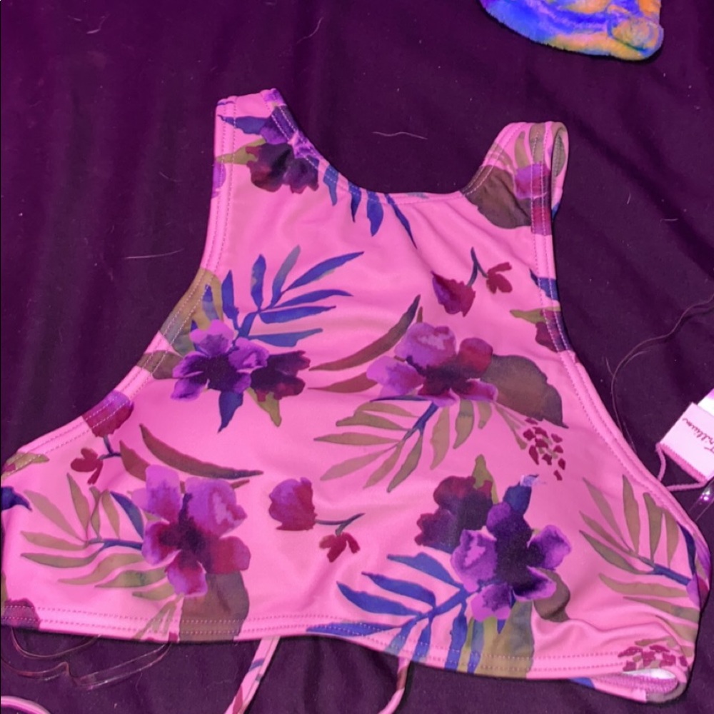 pink floral swimsuit top